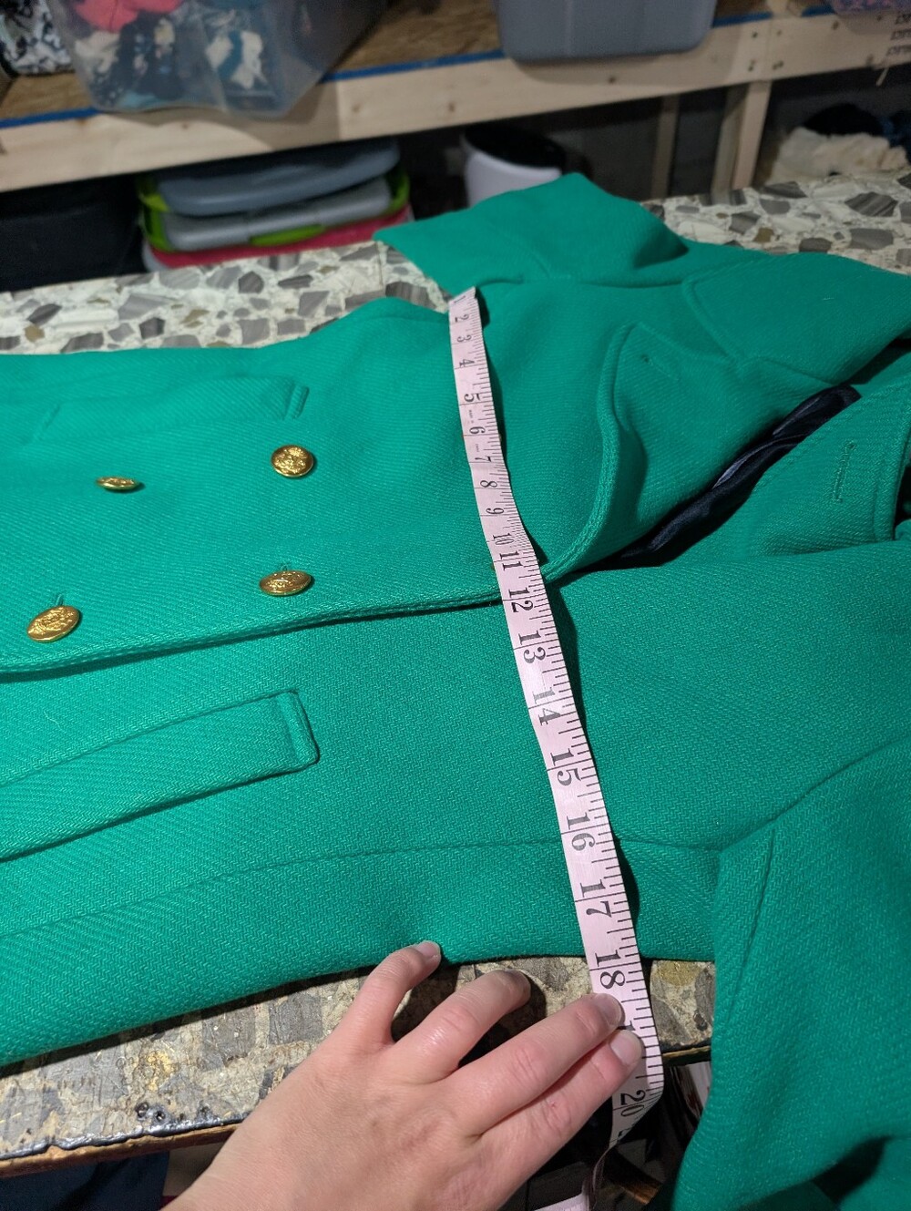 J. Crew Majesty Peacoat Jacket Stadium Cloth Wool Green ASO New Girl Size 2 - Picture 8 of 9